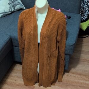 BP Brown Cardigan Sweater Cozy Knit Open Front